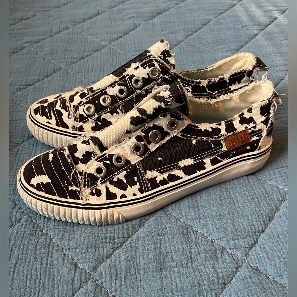Black and White Cow Print Sneakers